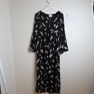 Buddy Love  Sz Small Black Dress with Feather Pattern NWOT